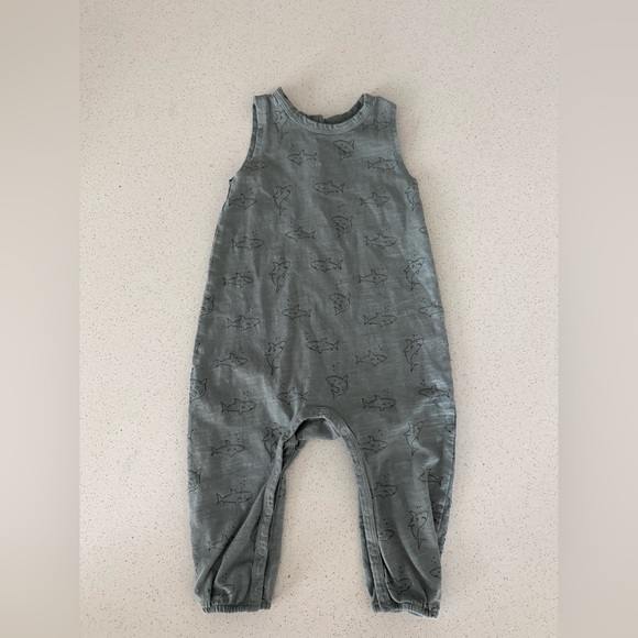 Rylee + Cru Other - Rylee & Cru Shark-Print Sleeveless Romper in Dusty Blue